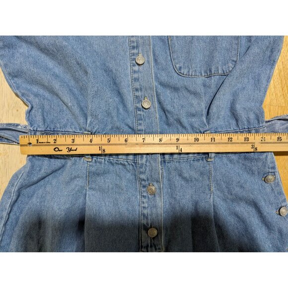 Gloria Vanderbilt Vintage Sleeveless belt elastic waist denim romper‎ jumpsuit S - Picture 12 of 15